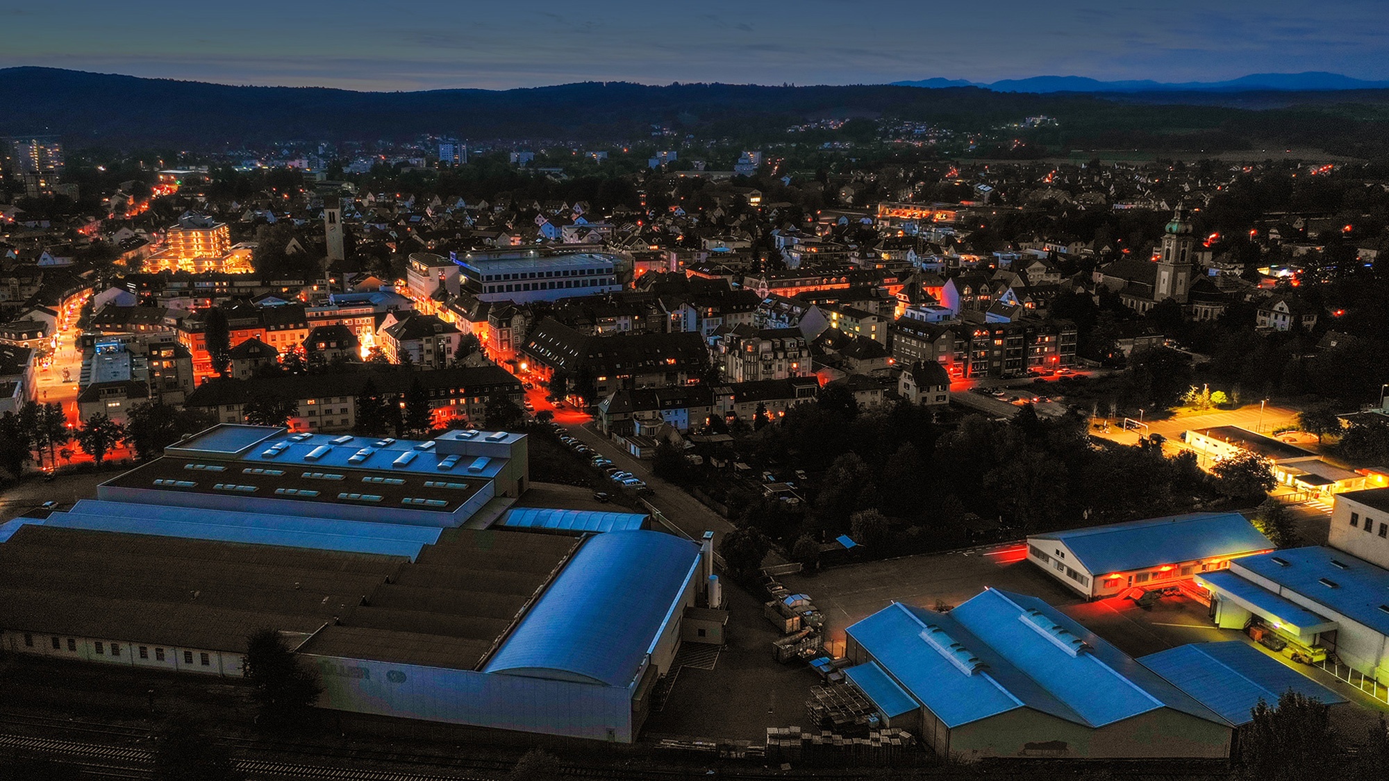 Rheinfelden Industrie bei Nacht